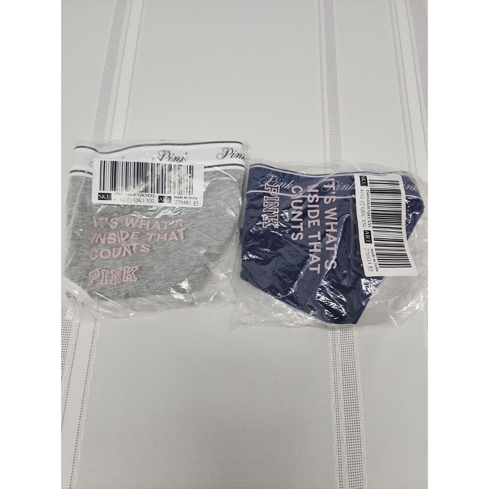 PINK Logo Band Hiphhuggers 2 Pair CottonModal Black~Grey Size XXL New In Package